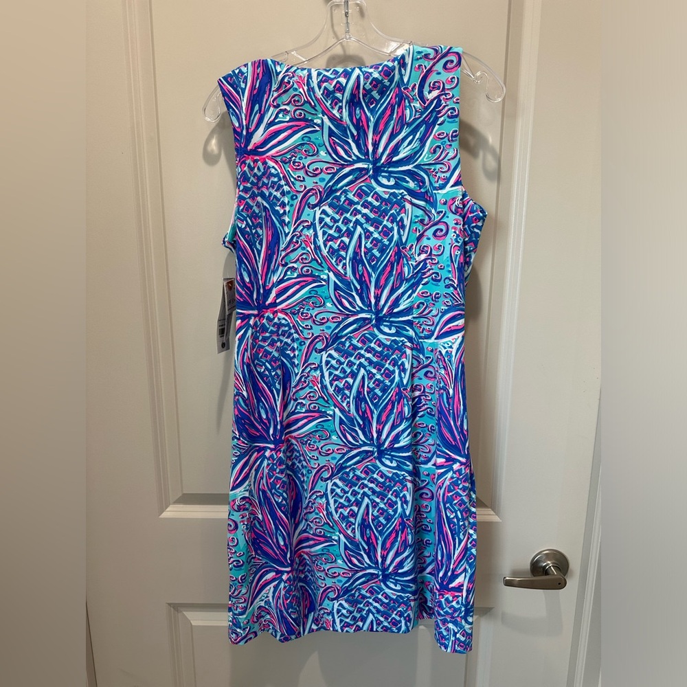 NWT Lulu B pink/blue UPF 50 Sleeveless Dress Pineapple size large - Picture 6 of 6